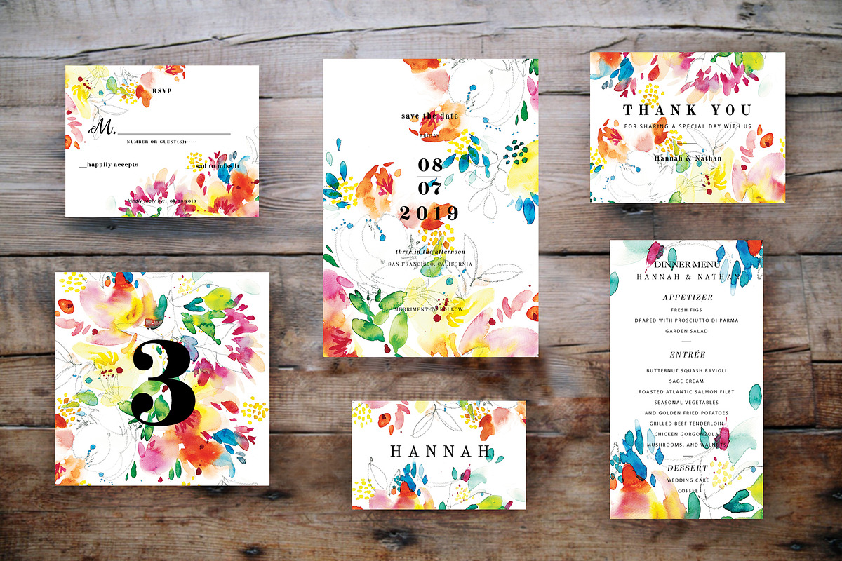 Spring and summer wedding card set, an Invitation Template by TurquoiseDesign (Photo 4 of 7)
