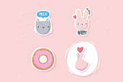 Cute Kawaii Sticker Set, a Templates & Theme by studiogstock (Thumbnail 5 of 5)