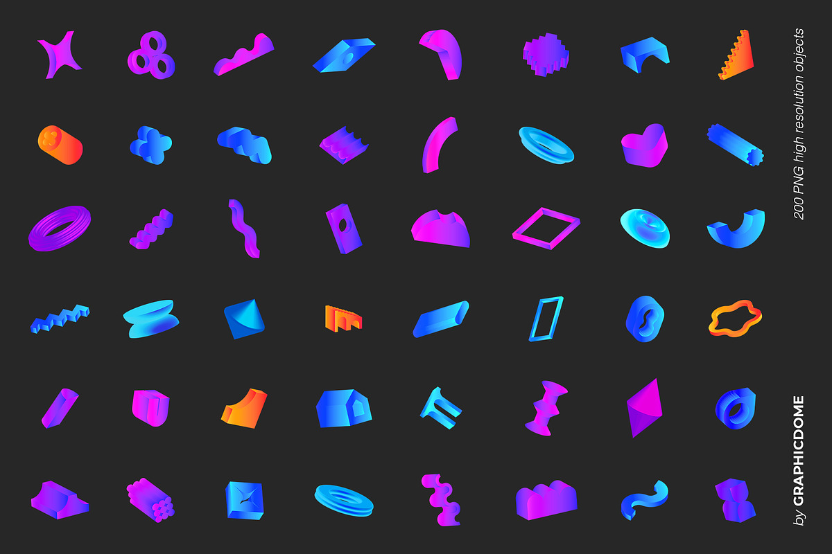 200 Geometry 3D PNG Shapes, an Object Graphic by Graphicdome (Photo 6 of 12)