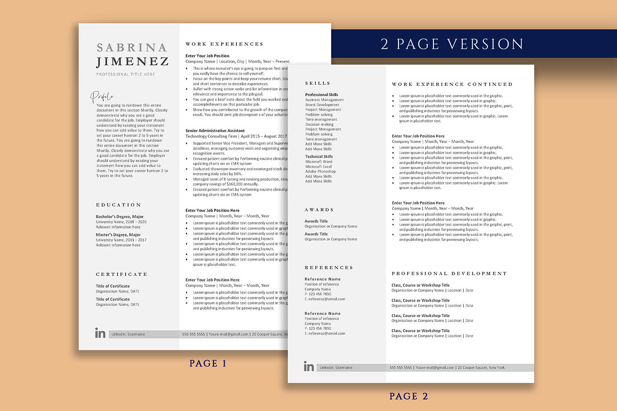 Professional Resume Template Pack, a Resume Template by VictoriousVita (Photo 3 of 8)