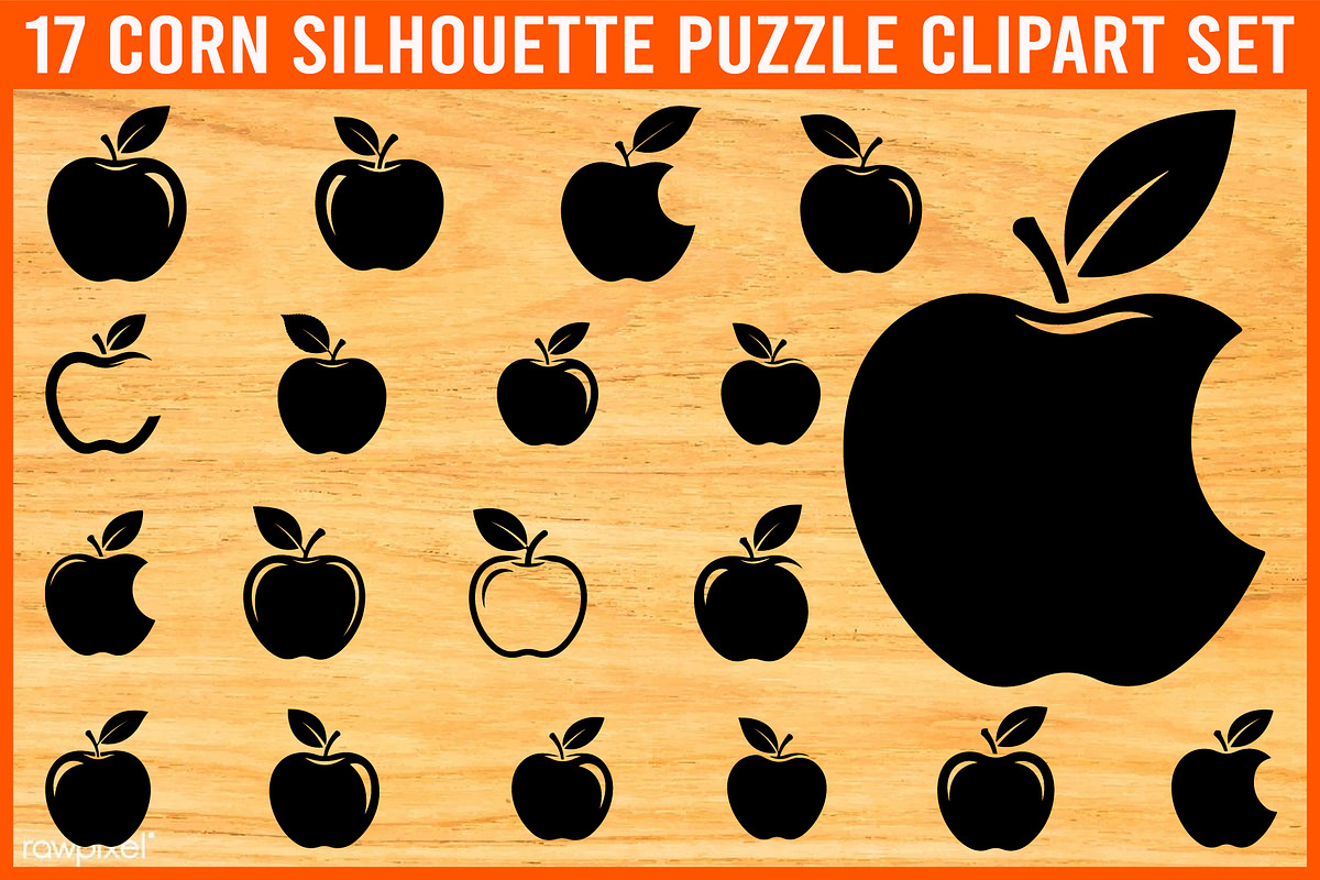 Apple Silhouette Puzzle Clipart Set, an Illustration by jahid234 (Photo 1 of 4)