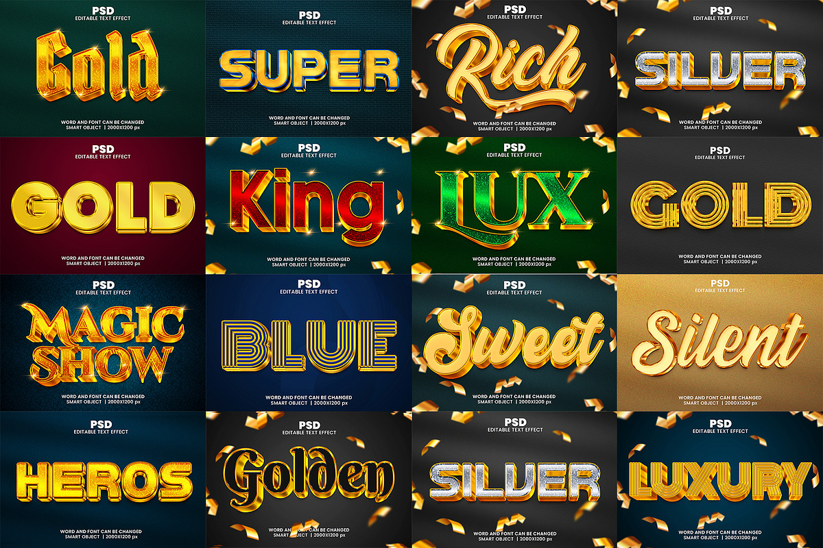 15 best luxury 3d Text Effect bundle, a Layer Style Add-On by bdrobin (Photo 1 of 16)