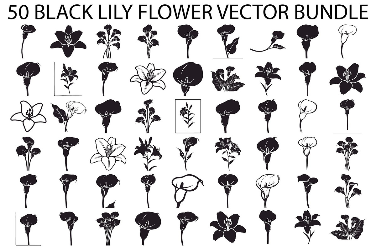 Black Lily Flower Vector Bundle, an Illustration by Designs_River (Photo 1 of 51)