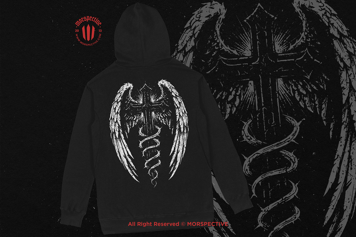 10 Bundle Dark Art Cross Wing Angel, an Illustration by Morspective (Photo 4 of 7)