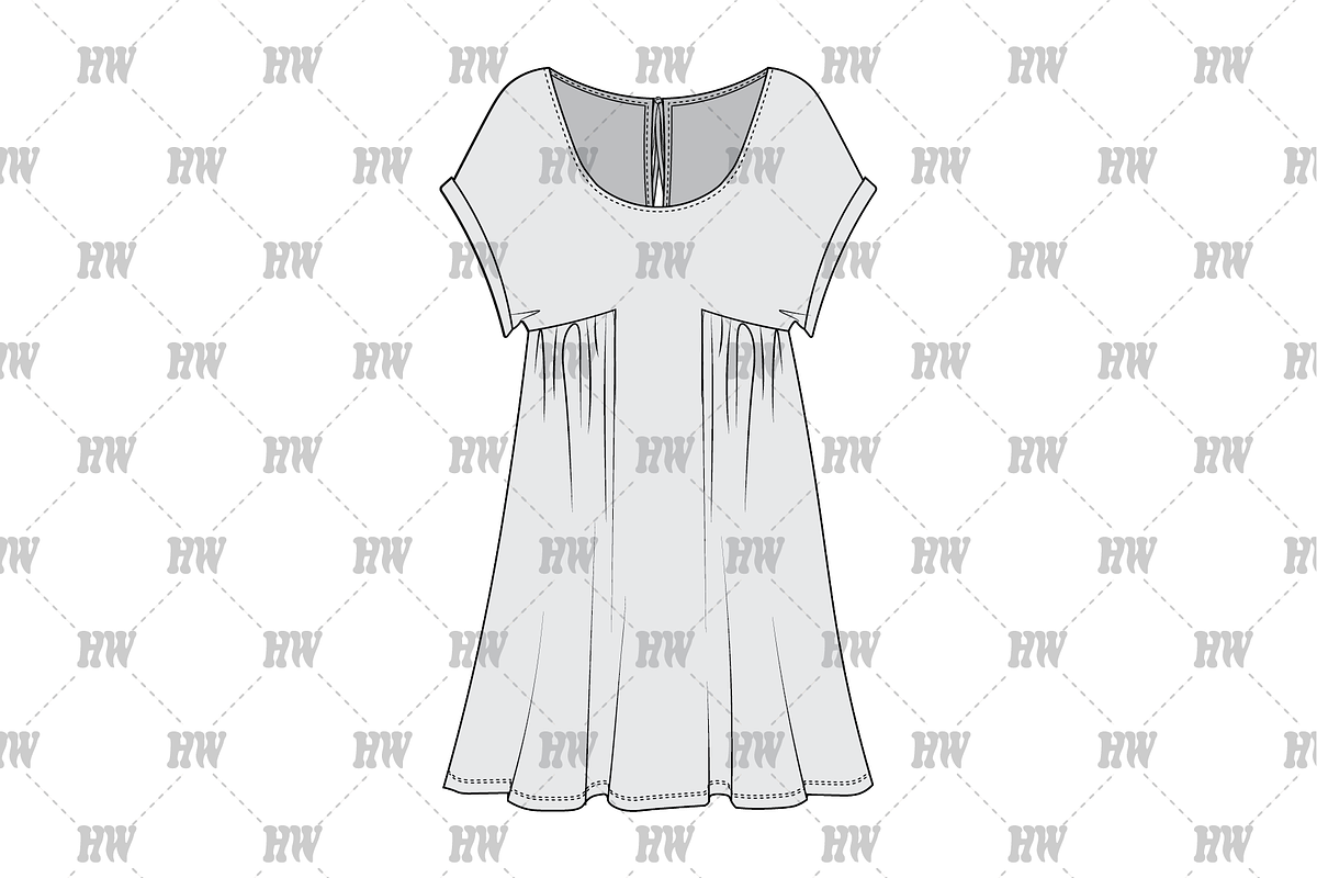 Dolman Sleeve Dress Fashion Flat, a Shirt Mockup by haydenwentworth (Photo 2 of 3)