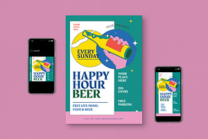 Happy Beer Hour Flyer Set, a Flyer Template by graphicook