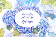 SALE! Hydrangea Watercolor Flowers, an Illustration by Irina Diasli (Thumbnail 1 of 6)