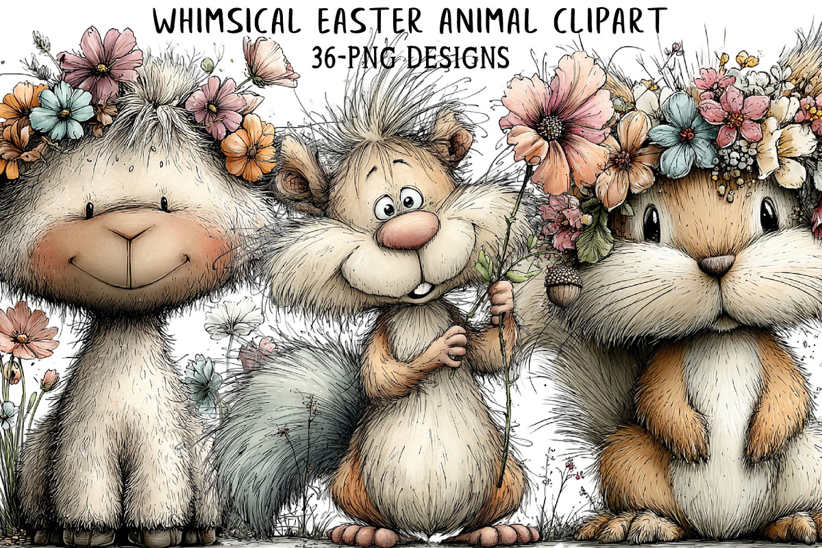 Whimsical Easter Animal Clipart, an Illustration by Daily.Designs (Photo 1 of 8)
