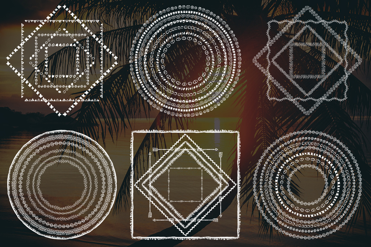 Set of round and square BOHO frames, a Decorative Illustration by SomStock (Photo 5 of 14)