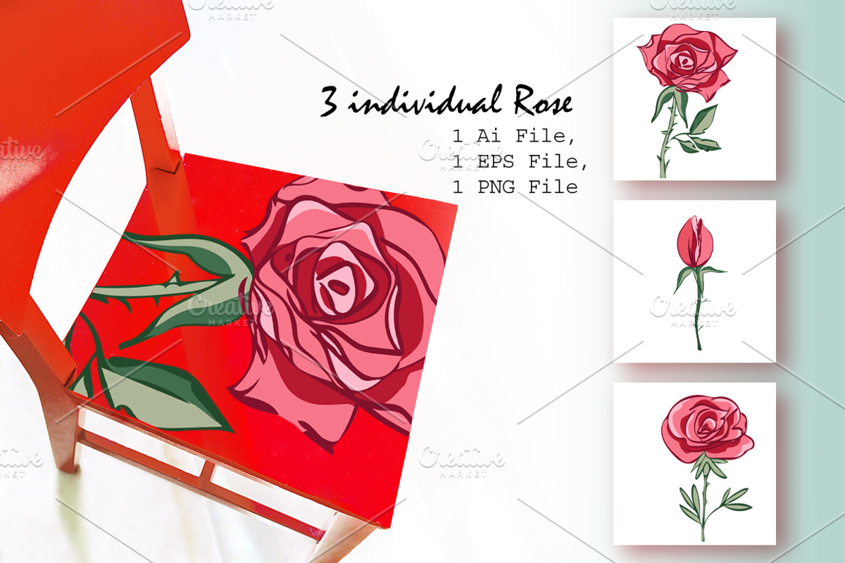 RED ROSES SET, a Decorative Illustration by Marina Grau (Photo 2 of 4)