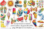 Hand Drawn Summer Clipart PNG Set, an Illustration by Designking (Thumbnail 1 of 5)