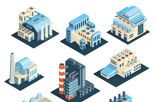 Isometric Industrial Plants Set