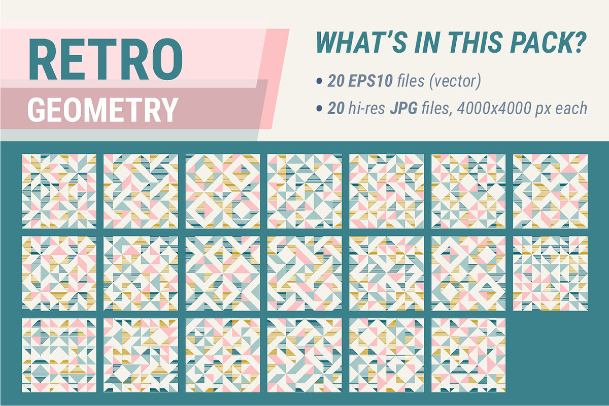 RETRO geometry pack 20 bg, a Pattern Graphic by Slanapotam (Photo 2 of 2)