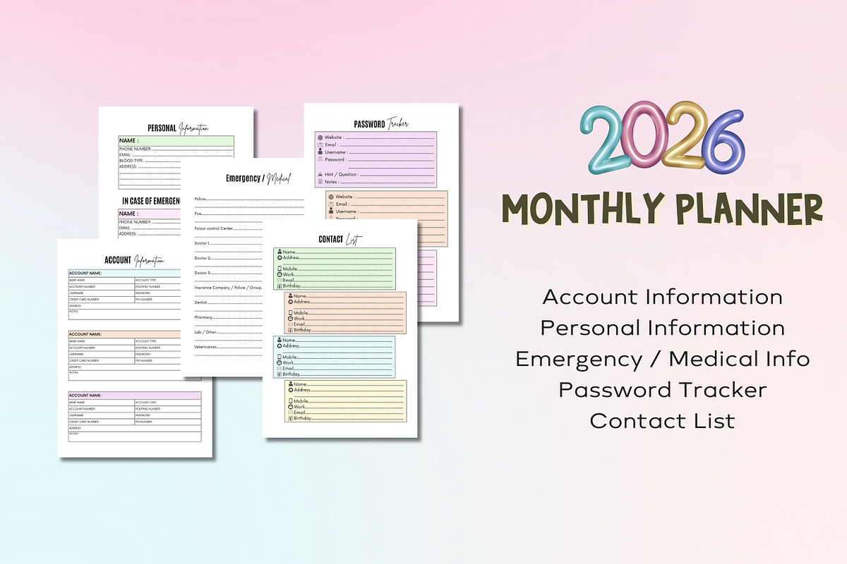 2026 Monthly Planner-Canva Template, a Templates & Theme by Adalin Shop (Photo 3 of 12)