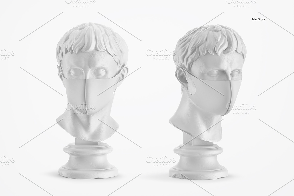 Face Mask on an Sculpture Mockup, a Mask Mockup by HelenStock (Photo 7 of 8)