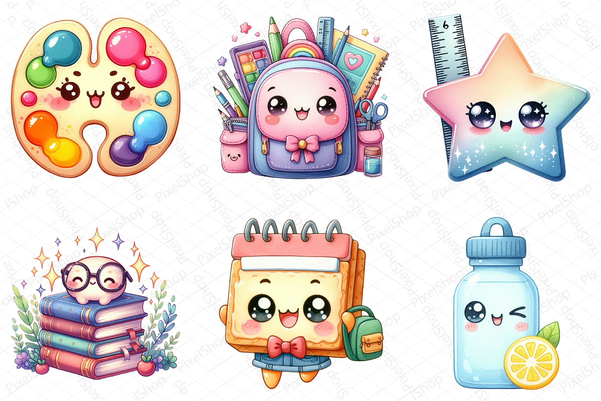 Kawaii Back to School Clipart, an Illustration by DreamPrint404 (Photo 4 of 6)