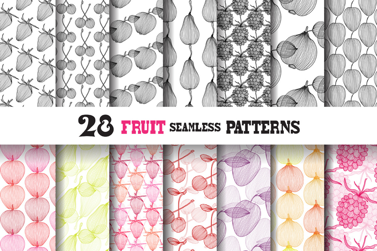 28 Fruit Seamless Patterns