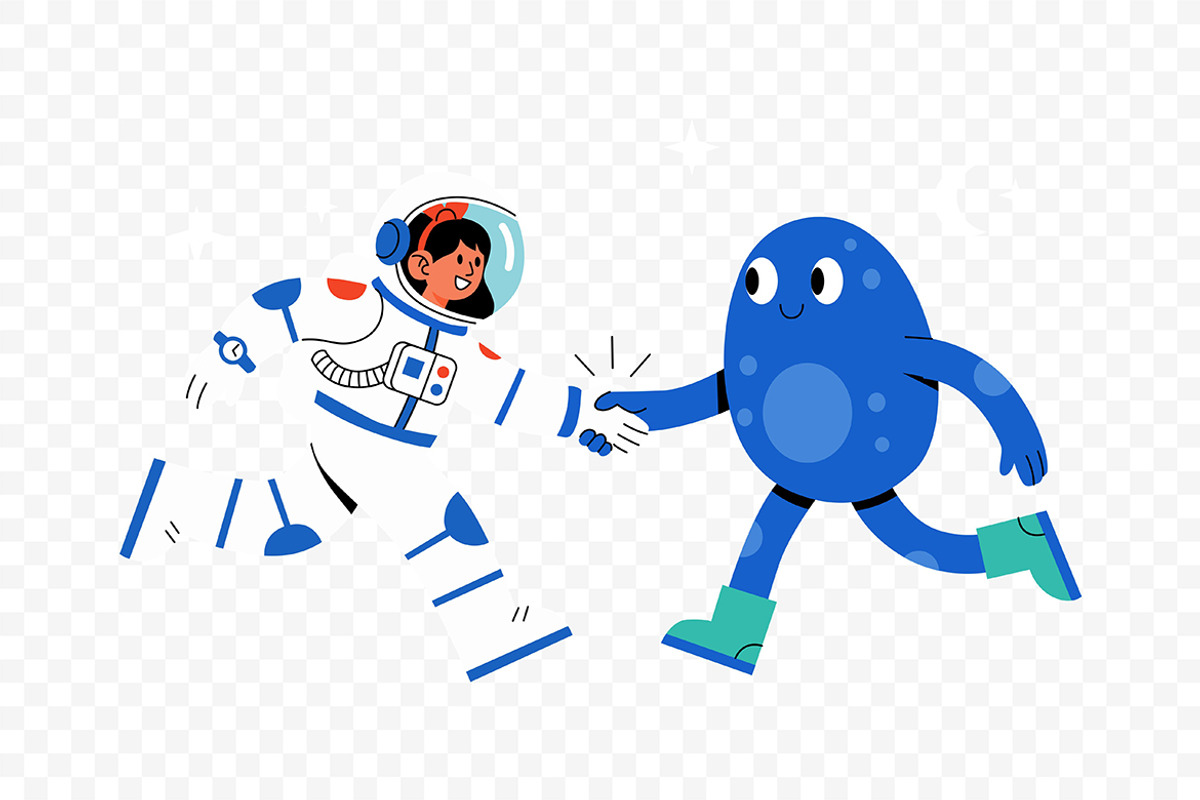 Cute Alien Astronaut Friendship, a Person Illustration by Partikusi Design (Photo 3 of 3)