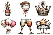 Watercolor Happy New Year Clipart, an Illustration by CreationArt (Thumbnail 4 of 5)