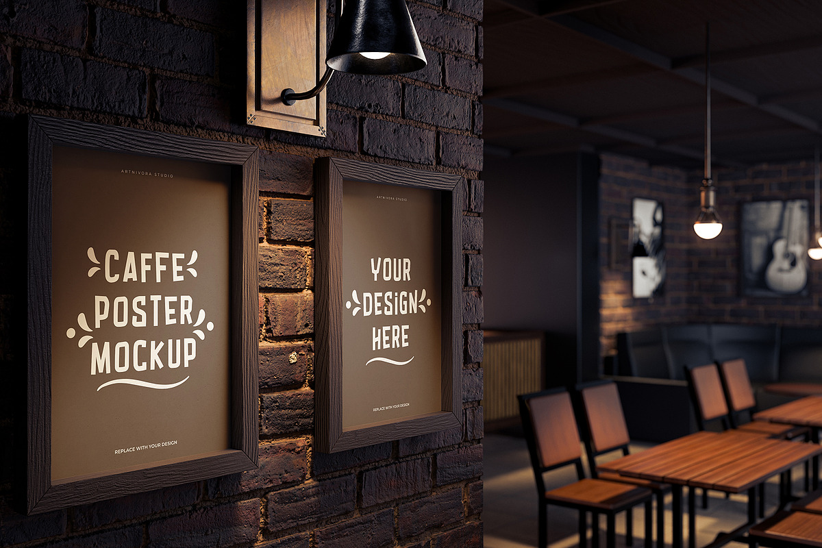 Double Cafe Poster Frame Mockup, an Advertising Mockup by Artnivora.Std (Photo 4 of 4)