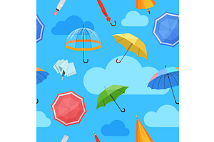 Closed & open umbrellas pattern, an Object Illustration by Lemberg Vector