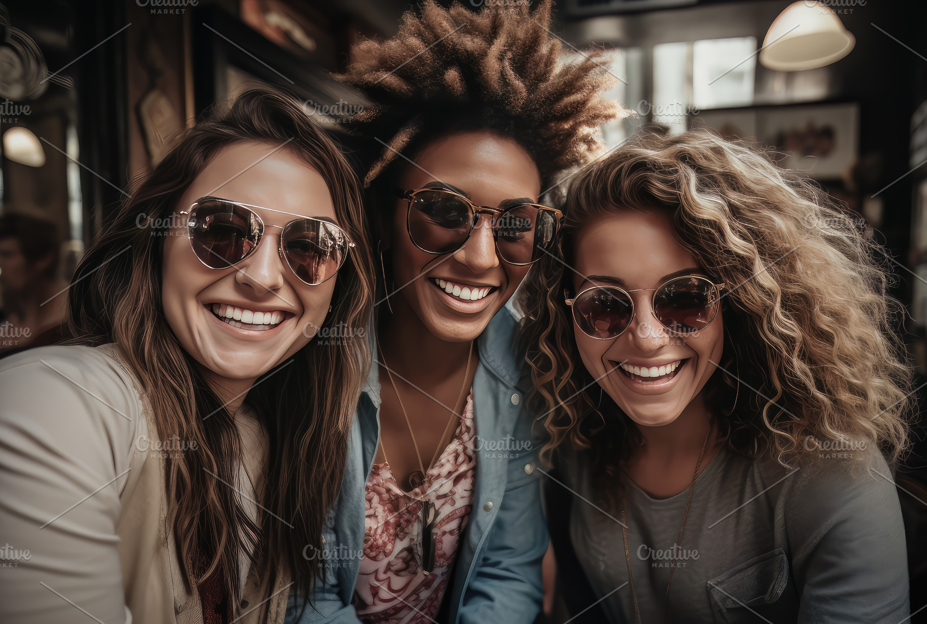 Smiling friends wearing sunglasses e, a Person Photo by Perpis