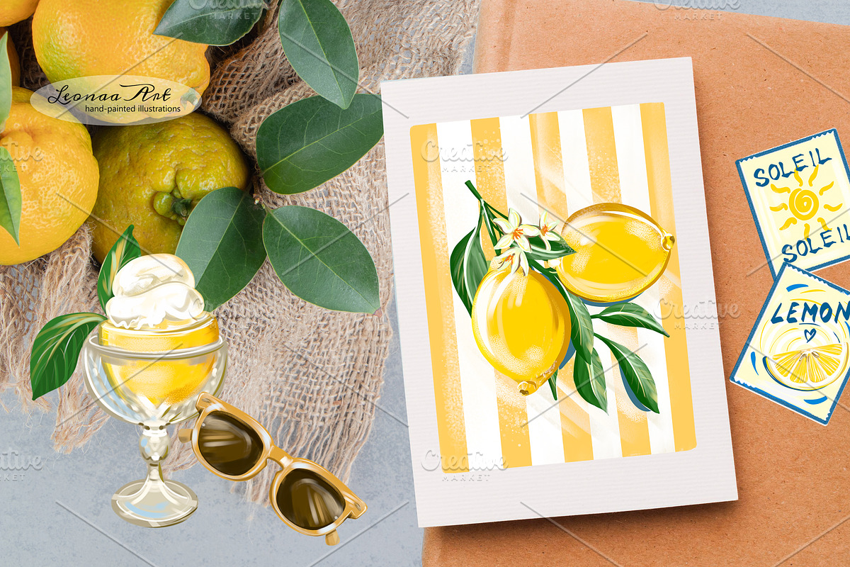 Lemons Clipart Set, a Seasonal Illustration by Leonaa art (Photo 6 of 11)