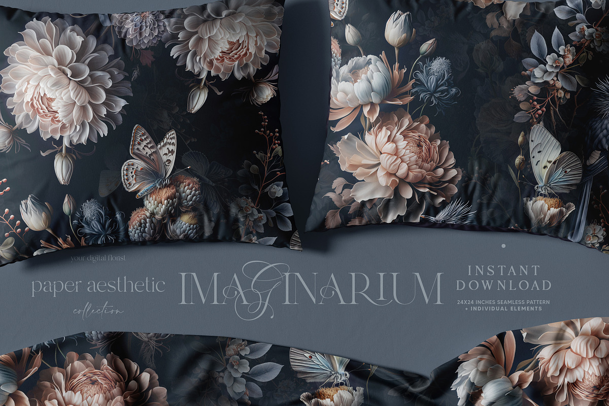 Dark Floral Luxury Wallpaper, a Wallpaper Graphic by paper aesthetic (Photo 9 of 9)