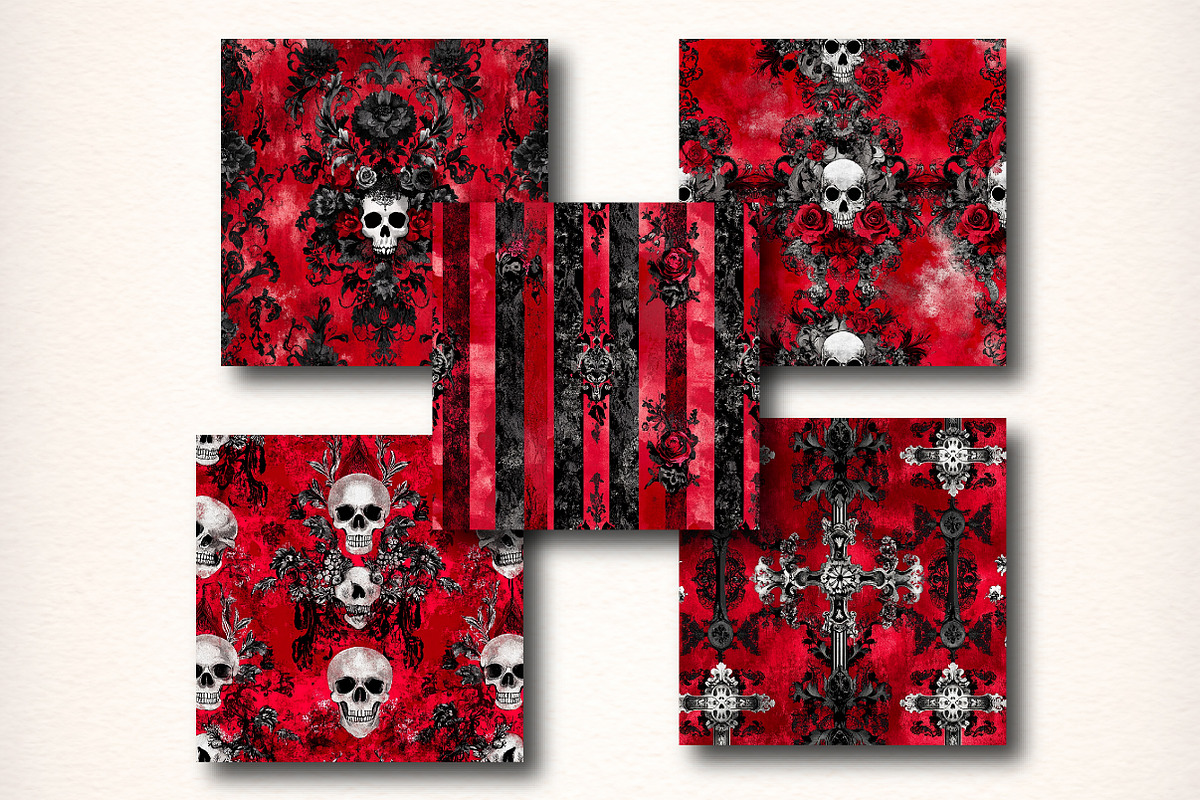 Halloween Red Gothic Digital Paper, a Pattern Graphic by Digital Artistic99 (Photo 5 of 6)