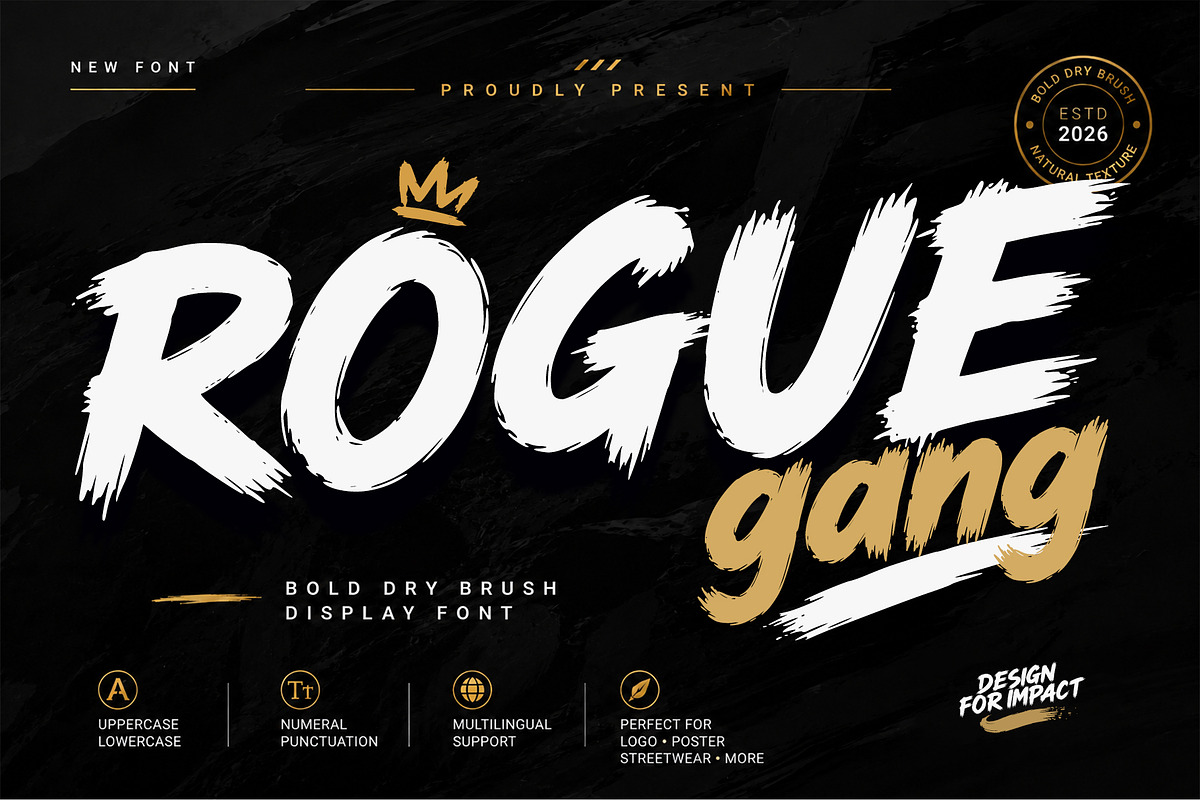 Roguegang Brush Font, a Handwritten Font by cocodesign (Photo 1 of 8)
