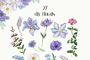 Dusk Blue Watercolor Florals, a Decorative Illustration by Catch the Dream Art (Thumbnail 8 of 12)
