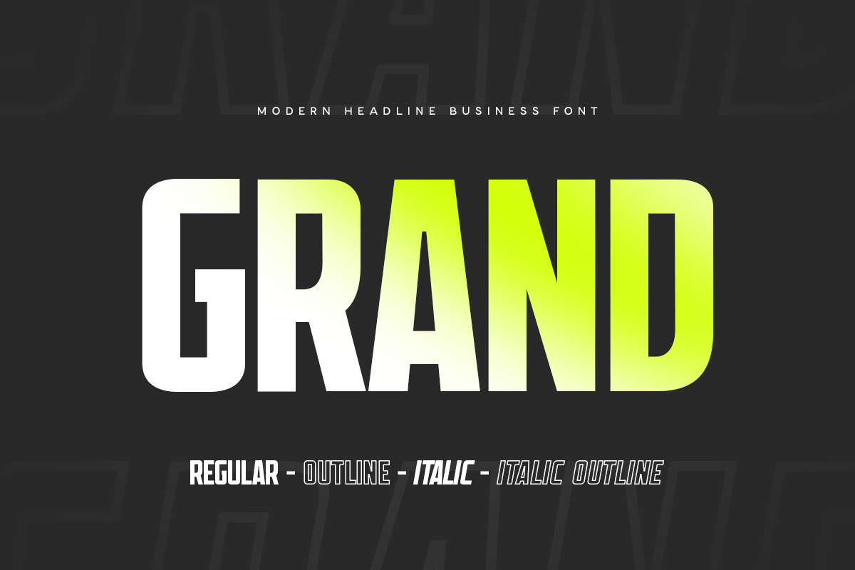Grand - Headline Business Font, a Sans Serif Font by Hamz Studio (Photo 3 of 13)