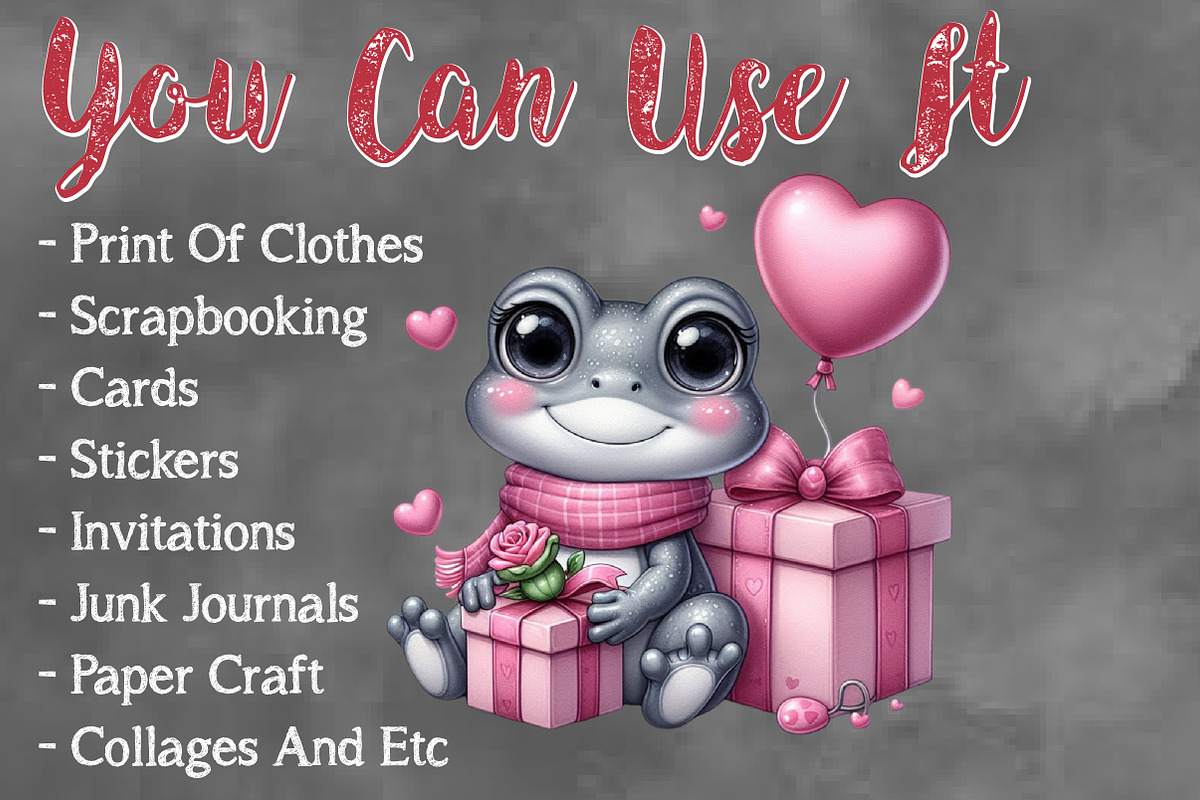 Valentine Cute Frog Clipart Bundle, a Seasonal Illustration by Craft Nest (Photo 5 of 5)