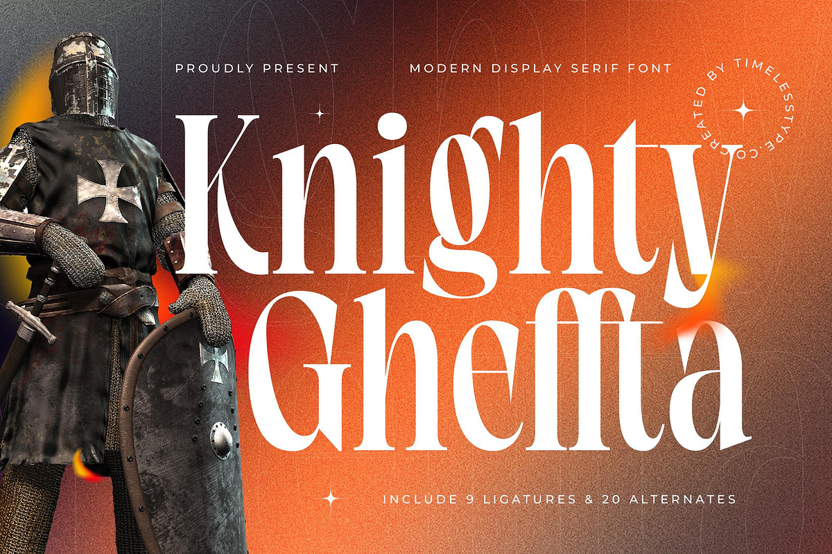 Knighty Gheffta Modern Serif Font, a Serif Font by timelesstype.co (Photo 1 of 20)