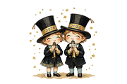 Vintage New Year's Eve clipart, a Seasonal Illustration by Creative design (Thumbnail 7 of 7)