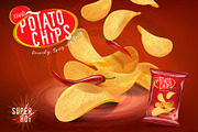 Potato chips advertisement template., a Food Illustration by George Rod (Thumbnail 1 of 7)