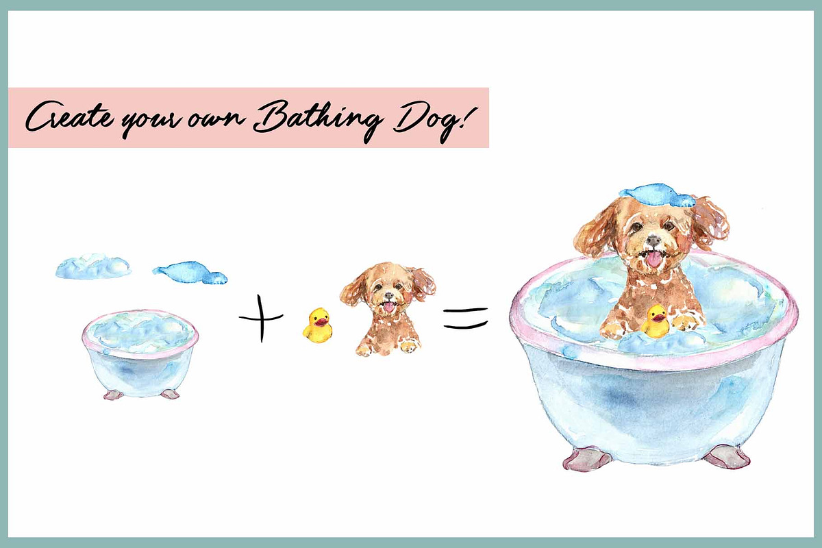Bath Time Dog Clipart With Paper, an Illustration by VianneArt (Photo 7 of 8)