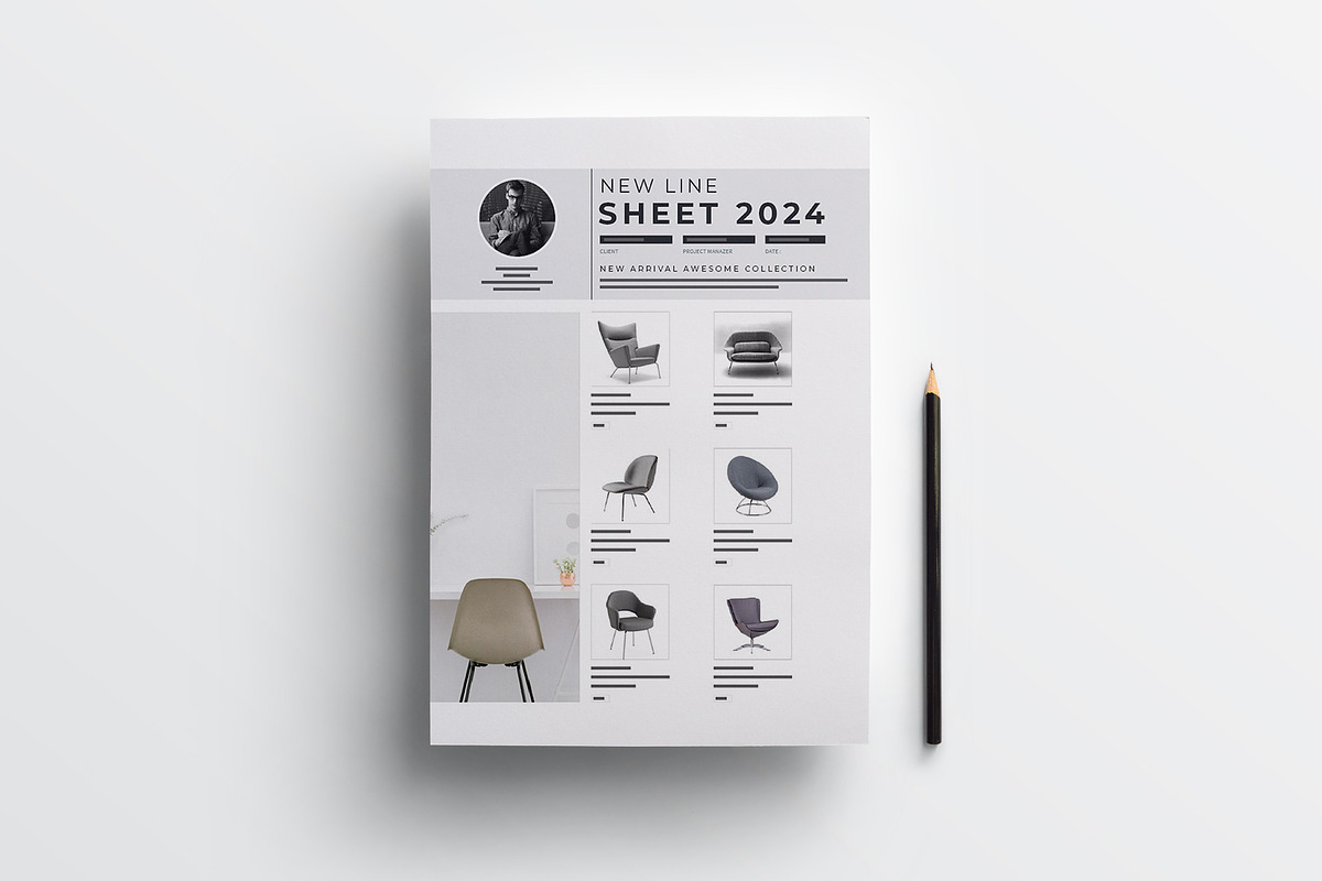 Minimalist Line Sheet | Word & Canva, a Stationery Template by obayes (Photo 2 of 4)