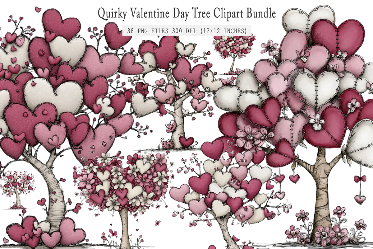 Quirky Valentine Day Tree Clipart, an Illustration by SinaCreation (Photo 1 of 7)