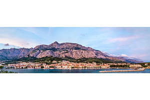 Panorama of makarska town in croatia featuring makarska, croatia, and, an Architecture Photo by Leonid Andronov