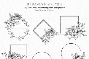 Wildflowers Line Art