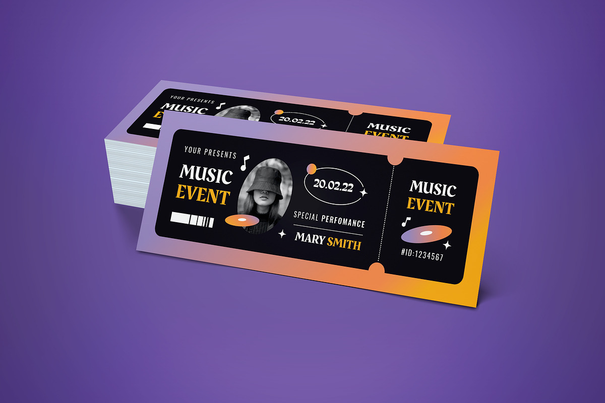 Music Event Ticket, a Card Template by graphicook (Photo 2 of 3)