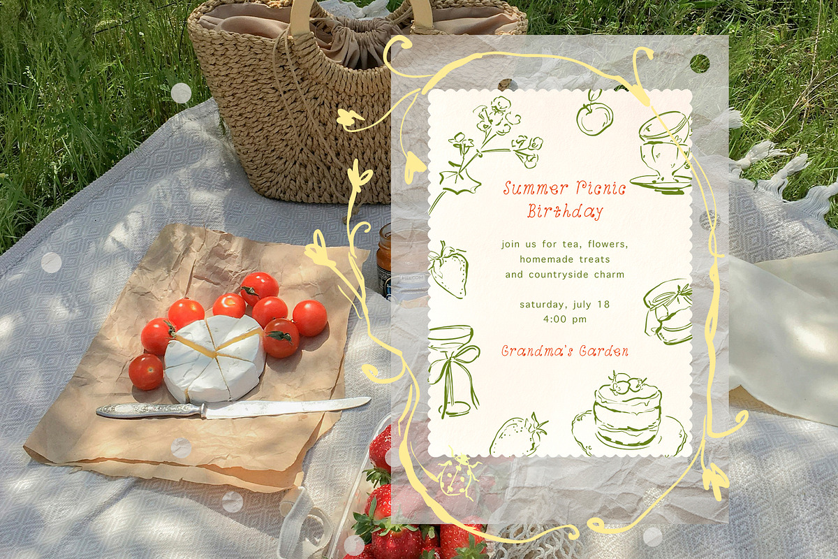 Rustic Countryside Line Art Collection