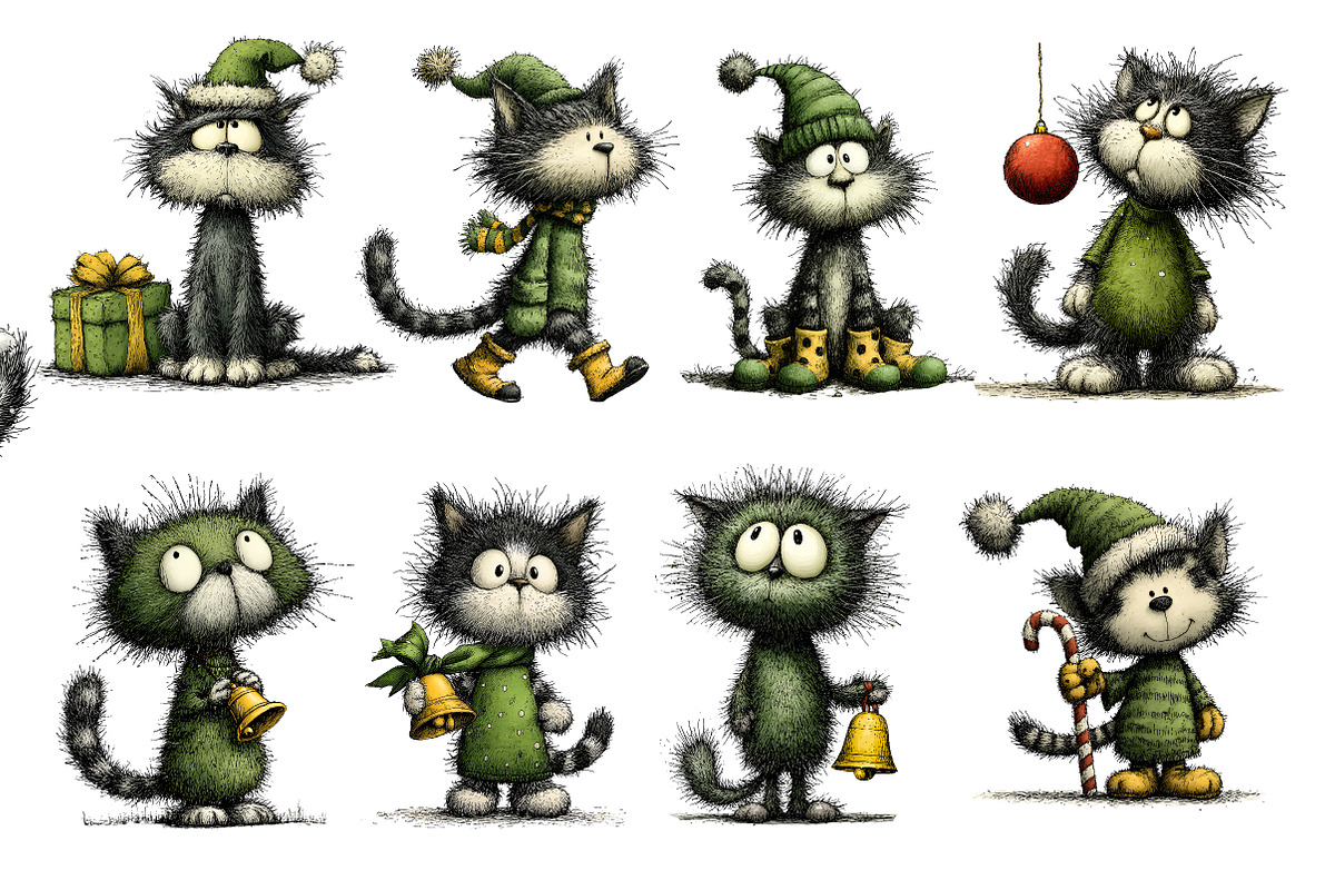 Christmas cat clipart, an Illustration by Designworld (Photo 3 of 5)