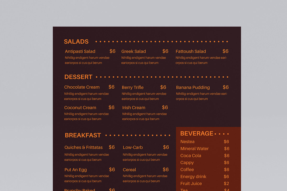 Food Menu Template, a Stationery Template by MightyDesign (Photo 4 of 8)