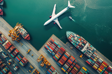 Aerial view of cargo ships container, a Background Photo by Pixeness