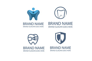 Four dental logos pack set, an Object Illustration by LogosDen
