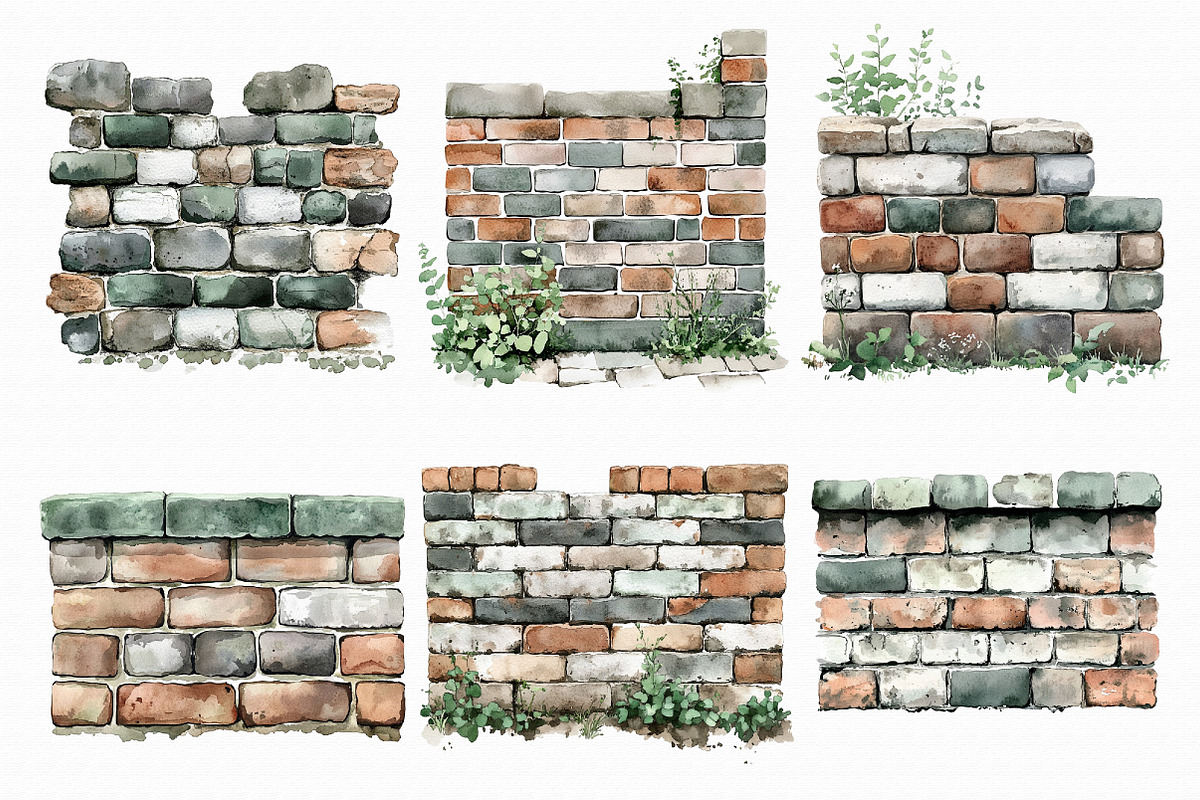 Brick Wall Borders Clipart, an Illustration by Libby Wishes (Photo 5 of 5)