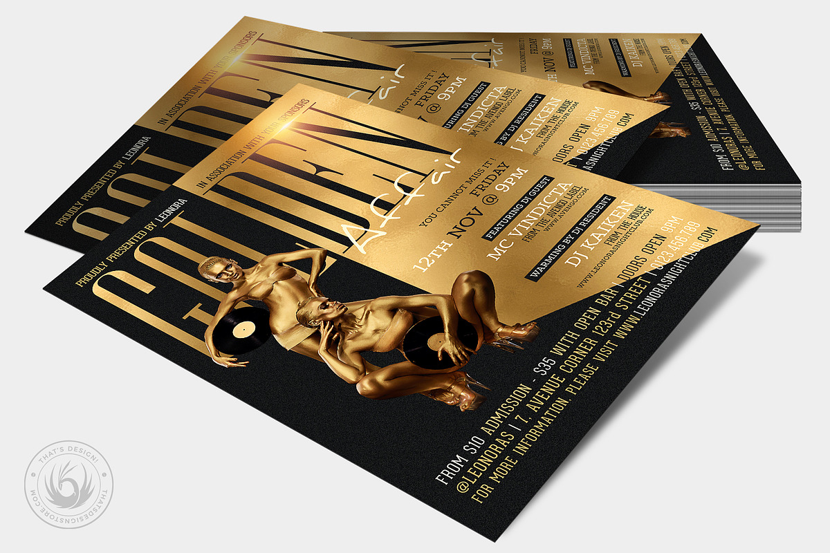 Golden Affair Flyer Template, a Flyer Template by ThatsDesignArt (Photo 6 of 7)