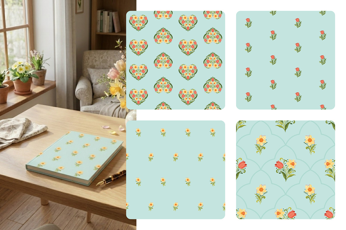 Spring Floral Seamless Patterns, a Pattern Graphic by moja doodle (Photo 6 of 7)